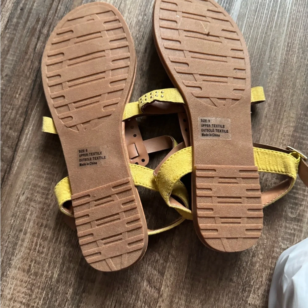 Yellow Strappy Sandals with Studs - Picture 2 of 2